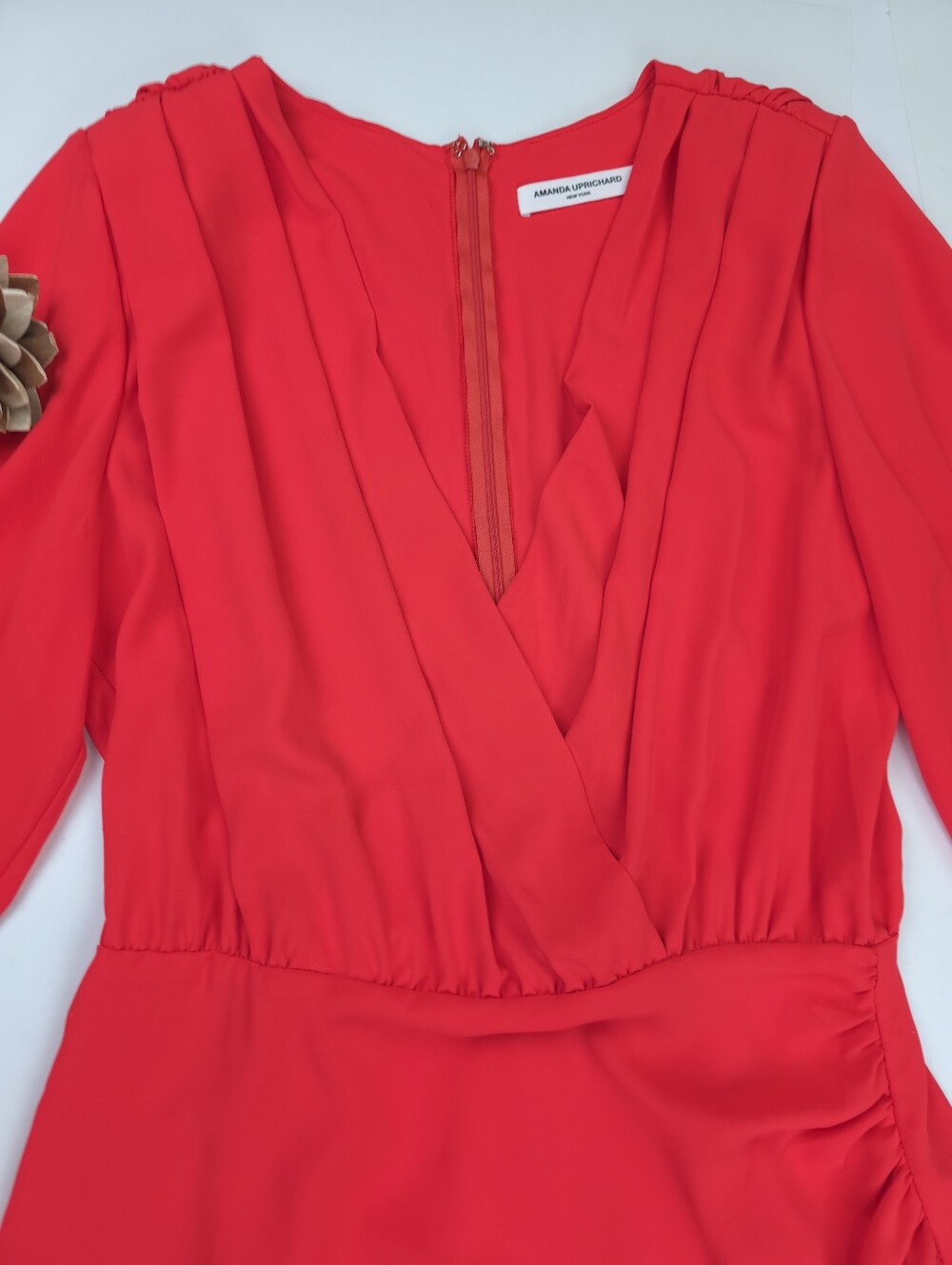 Amanda Uprichard Red Coral Dress Sz L - Picture 3 of 11